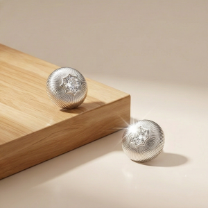 LUXE 925 Sterling Silver Sunburst Dome Star Stud Earrings Textured Finish Elegant Jewellery for Women