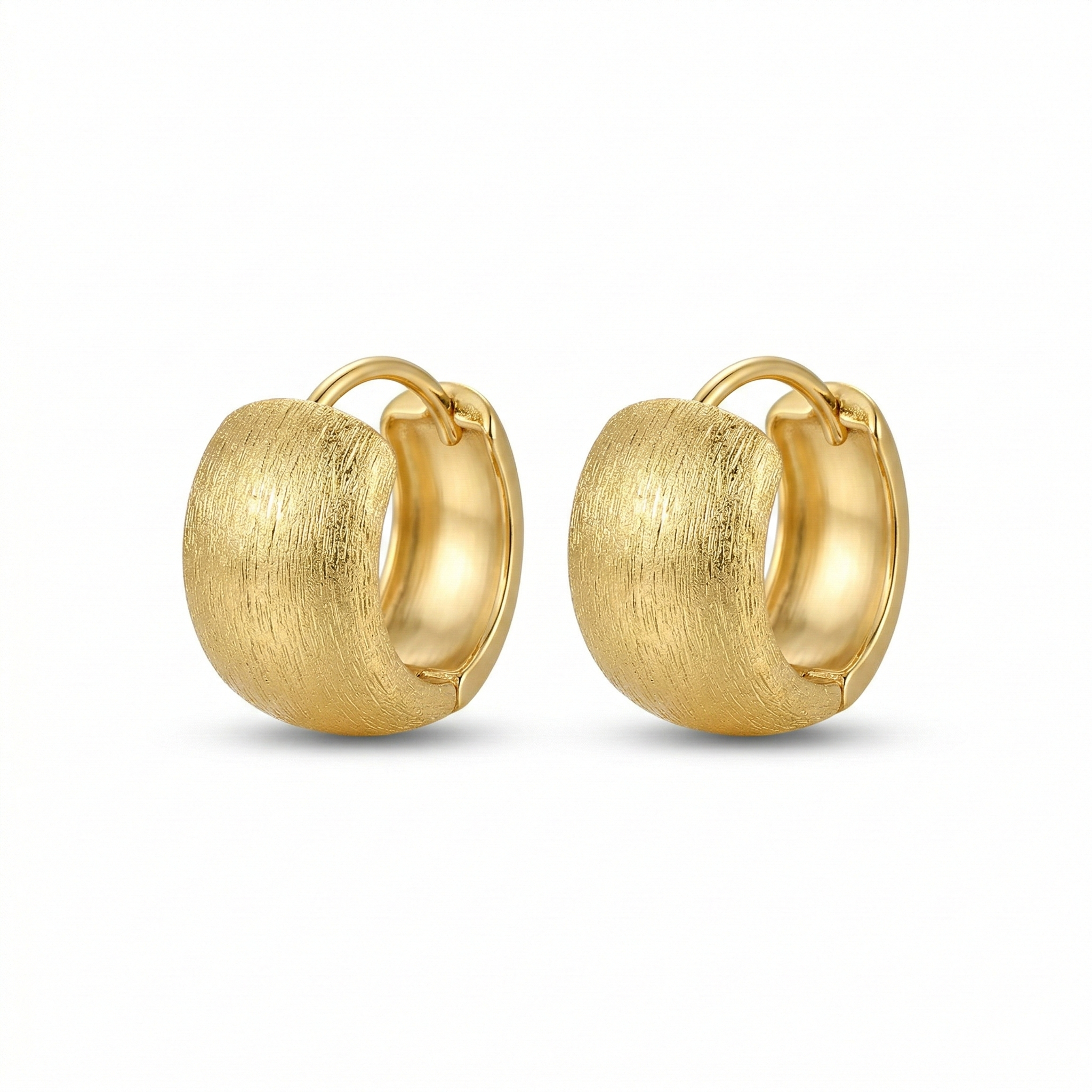 LUXE 925 Sterling Silver Chunky Huggie Hoop Earrings Gold Plated Brushed Finish Everyday Jewellery for Women