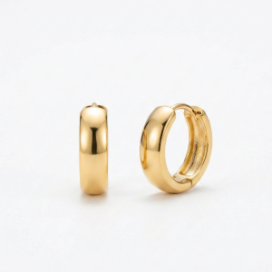LUXE 925 Sterling Silver Gold Plated Thick Minimalist Huggie Hoop Earrings Jewellery for Women