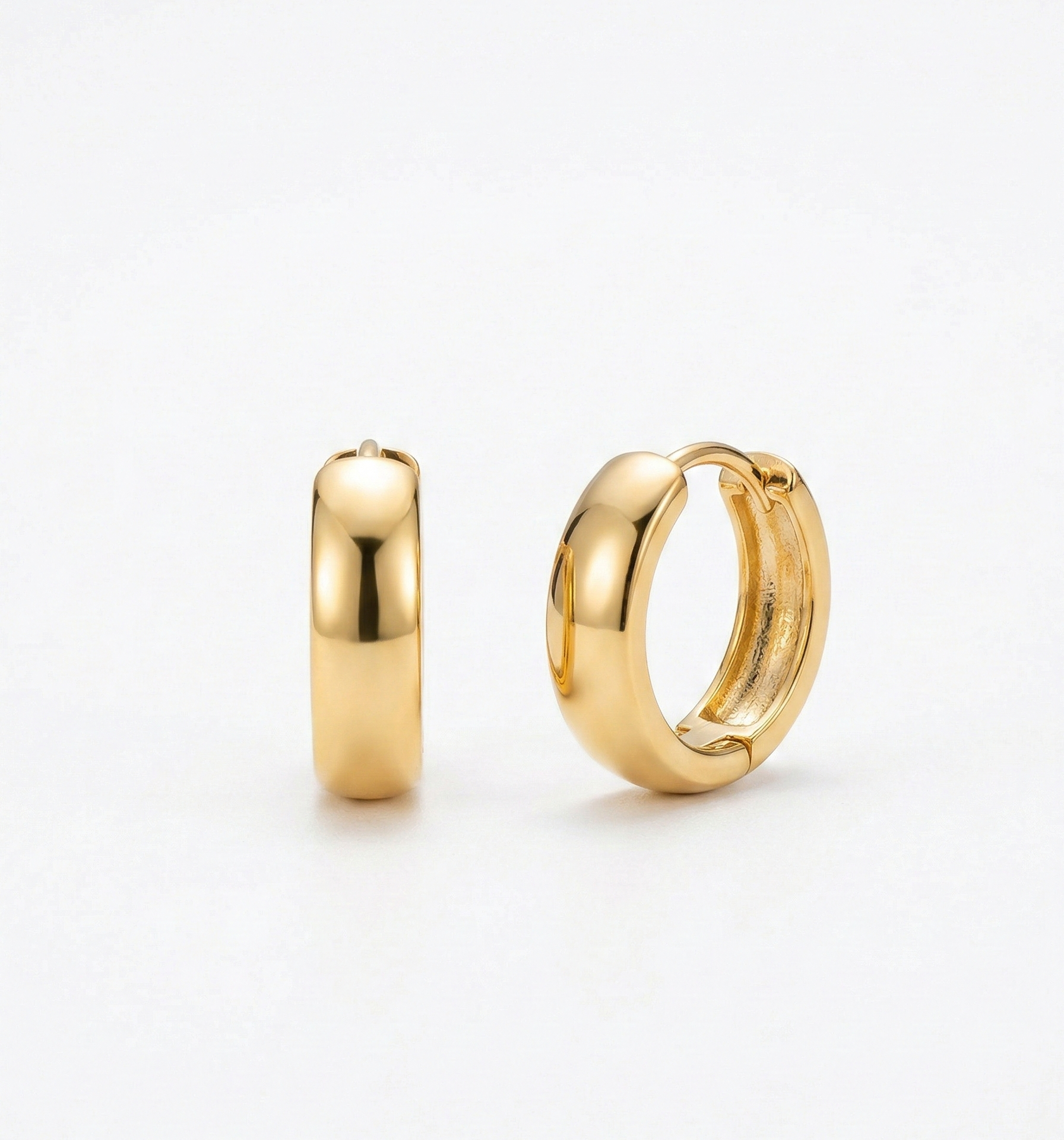 LUXE 925 Sterling Silver Gold Plated Thick Minimalist Huggie Hoop Earrings Jewellery for Women