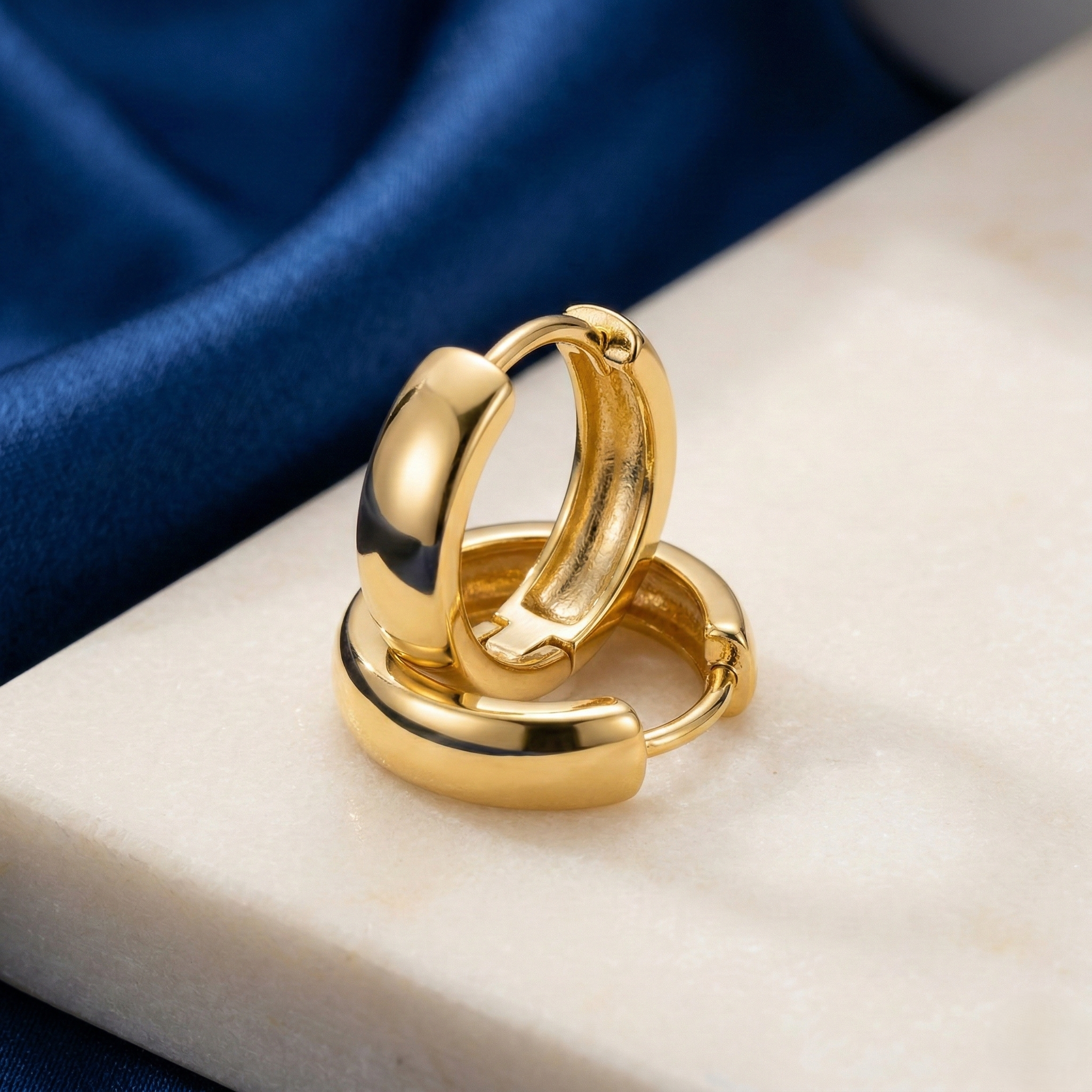 LUXE 925 Sterling Silver Gold Plated Thick Minimalist Huggie Hoop Earrings Jewellery for Women