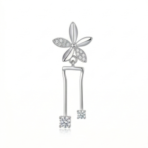 LUXE 925 Sterling Silver Floral Geometric Dangle Earrings High Polish Rhodium Finish Jewellery for Women