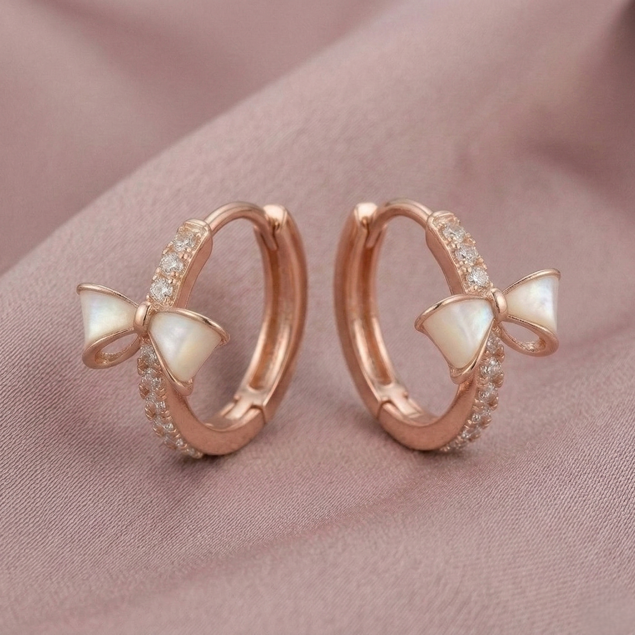 LUXE 925 Sterling Silver Bow Hoop Earrings High Polish Rose Gold Finish Jewellery for Women