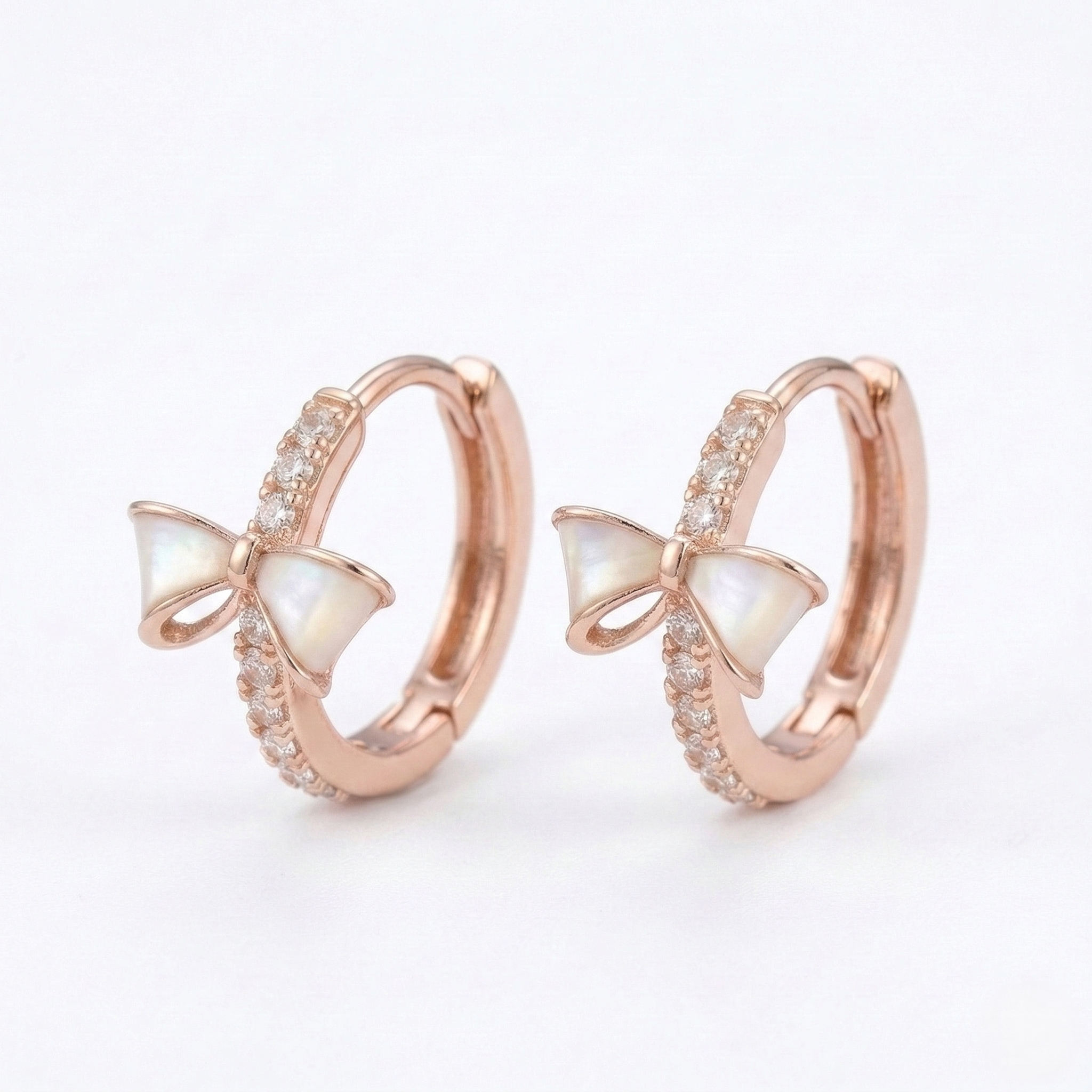 LUXE 925 Sterling Silver Bow Hoop Earrings High Polish Rose Gold Finish Jewellery for Women