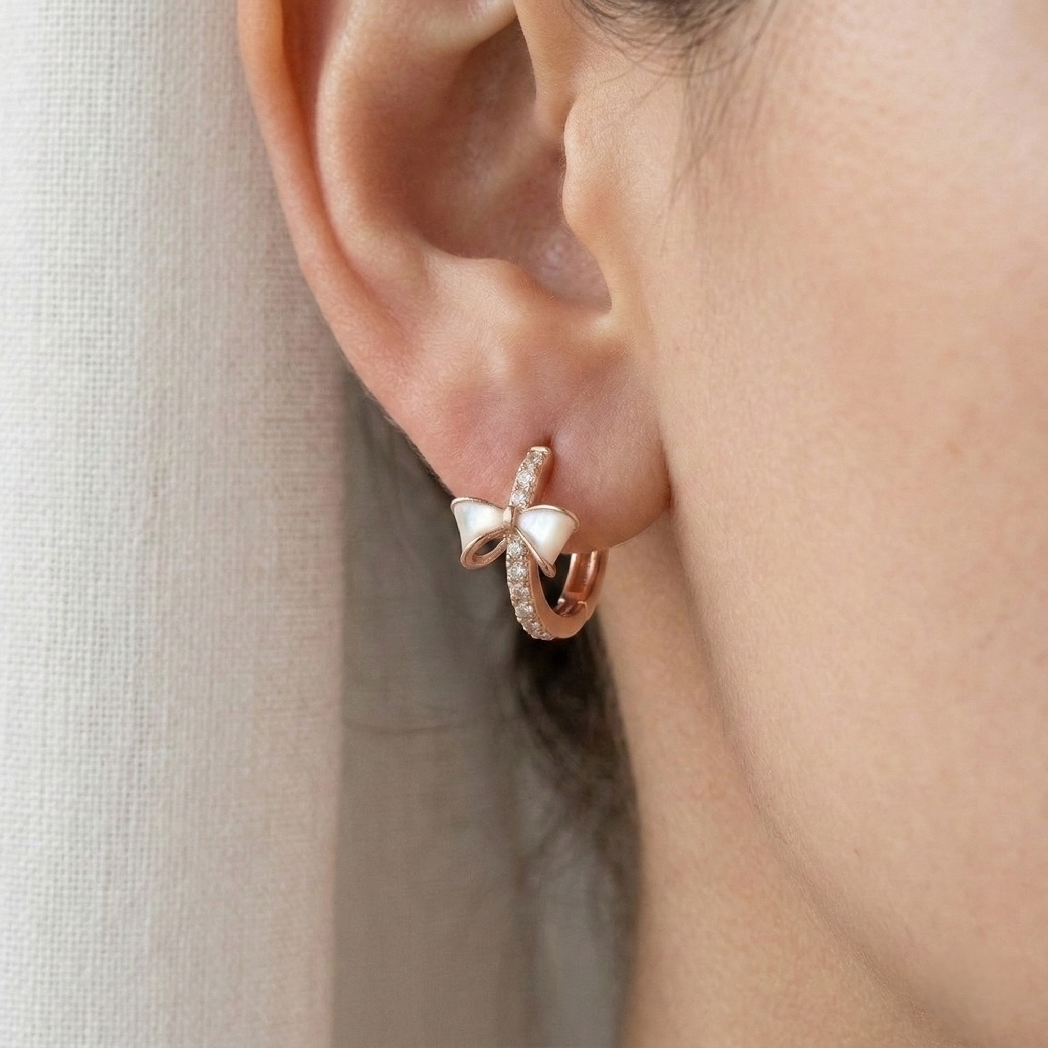 LUXE 925 Sterling Silver Bow Hoop Earrings High Polish Rose Gold Finish Jewellery for Women