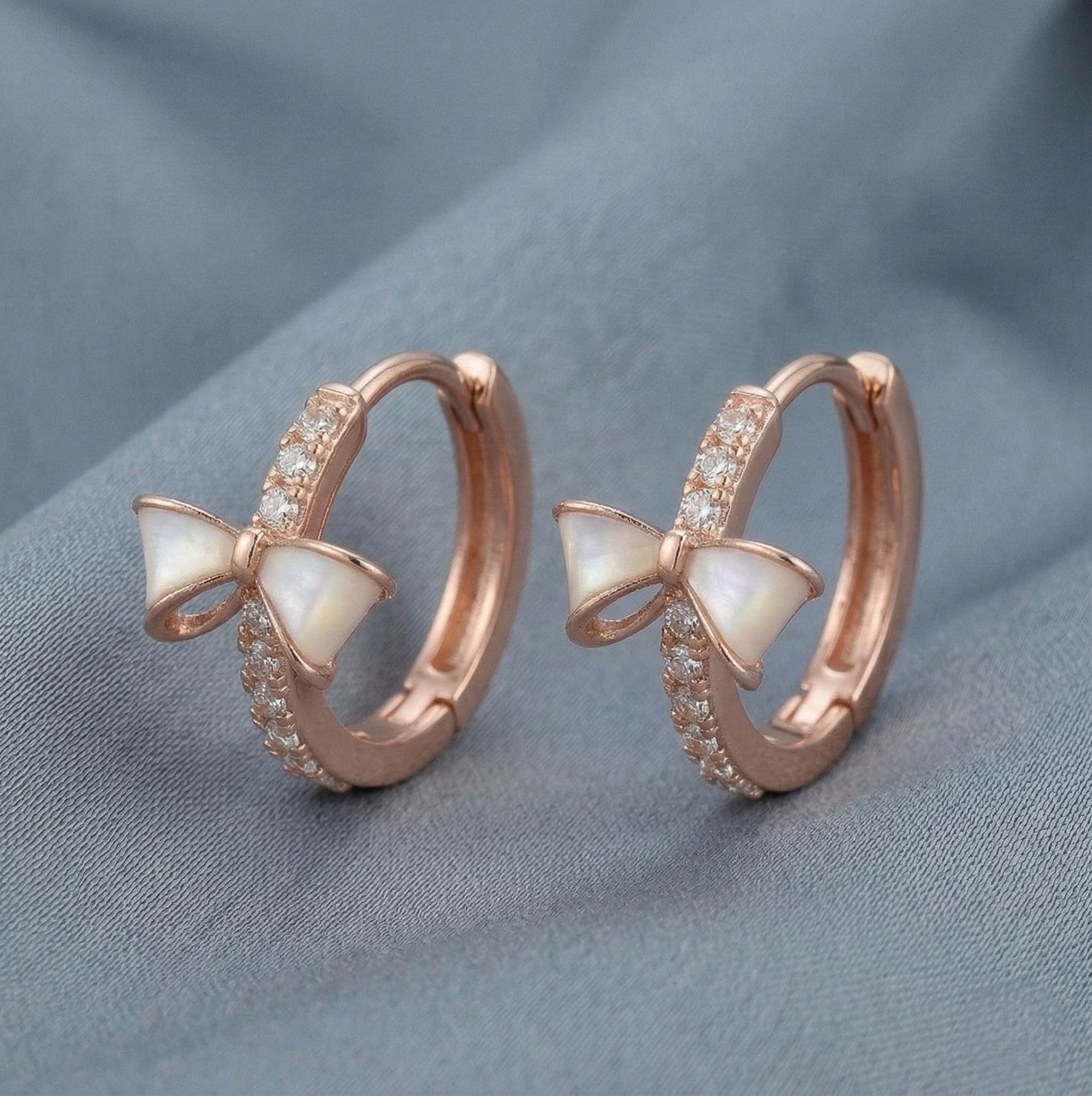 LUXE 925 Sterling Silver Bow Hoop Earrings High Polish Rose Gold Finish Jewellery for Women