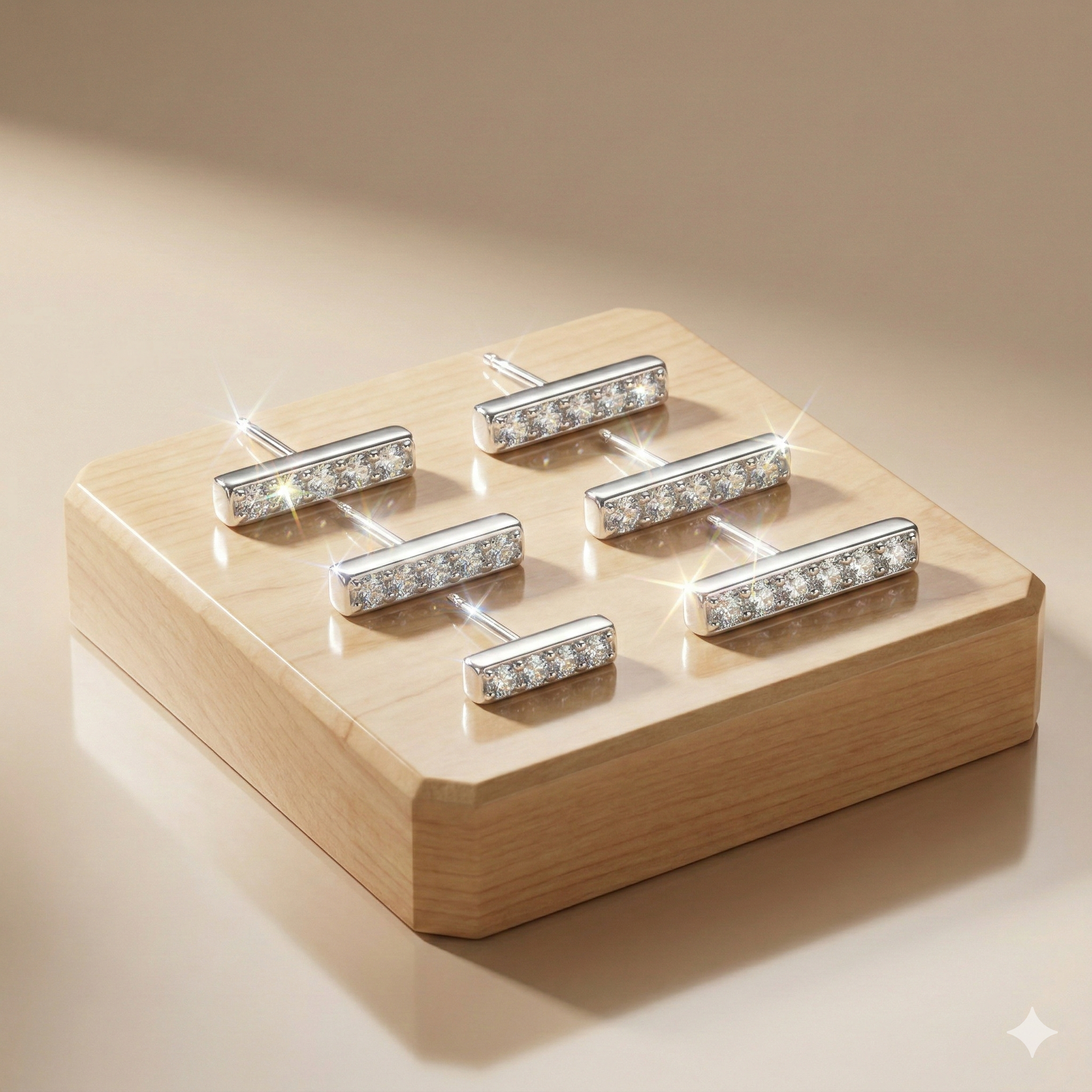 LUXE 925 Sterling Silver Minimalist Bar Stud Earrings Set of 3 High Polish Rhodium Finish Fine Jewellery for Women