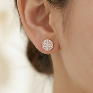 LUXE 925 Sterling Silver Pave Smiley Face Stud Earrings Rose Gold Finish Fine Jewellery