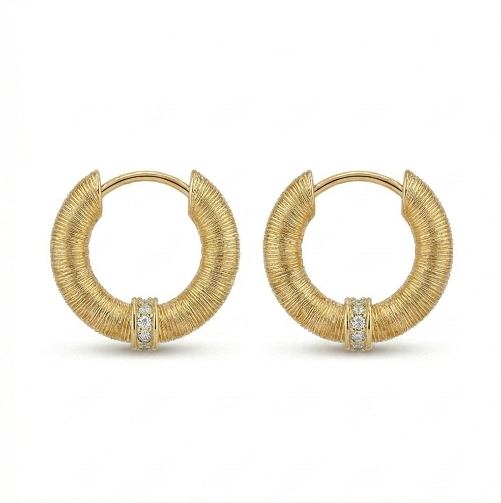 LUXE 925 Sterling Silver Gold Plated Textured Chunky Hoop Earrings Bold Statement Jewellery