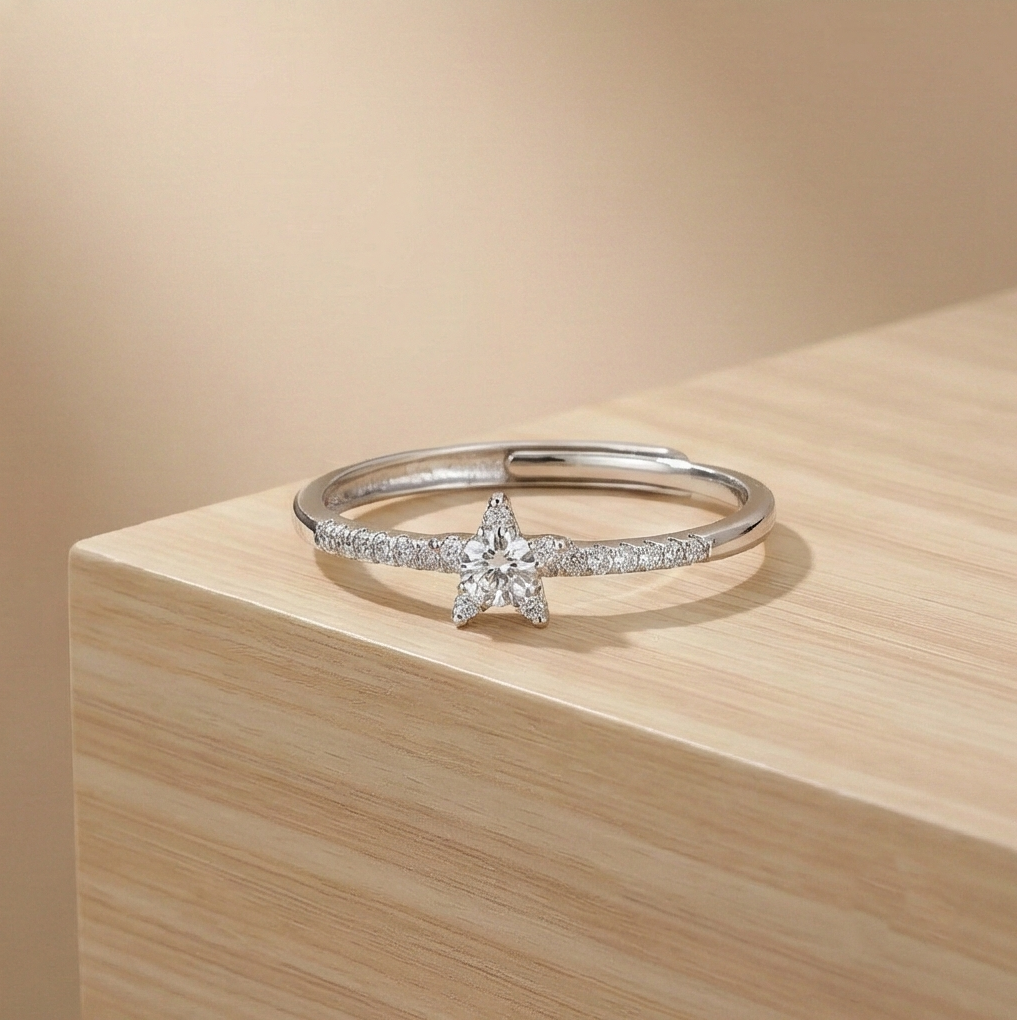 925 Sterling Silver Celestial Star Adjustable Ring Jewellery for Women