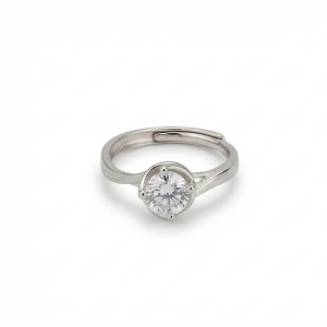925 Sterling Silver Solitaire Swirl Setting Ring for Women, Adjustable Classic Jewellery