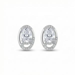 925 Sterling Silver Oval Solitaire Swirl Stud Earrings Romantic Jewellery for Women