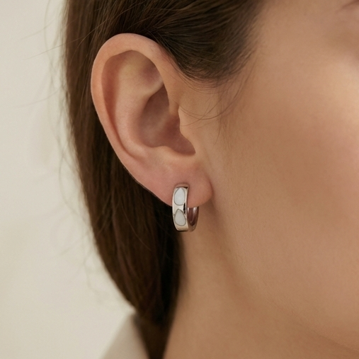 925 Sterling Silver White MOP Pearlescent Teardrop Huggie Hoop Earrings Elegant Jewellery for Women