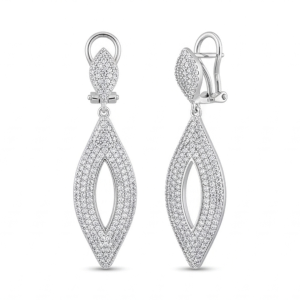 925 Sterling Silver Openwork Marquise Drop Earrings Bridal Jewellery for Women