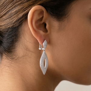 925 Sterling Silver Openwork Marquise Drop Earrings Bridal Jewellery for Women