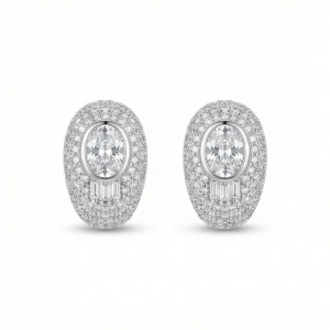 925 Sterling Silver Oval Luxury Solitaire Statement Stud Earrings Party Jewellery for Women