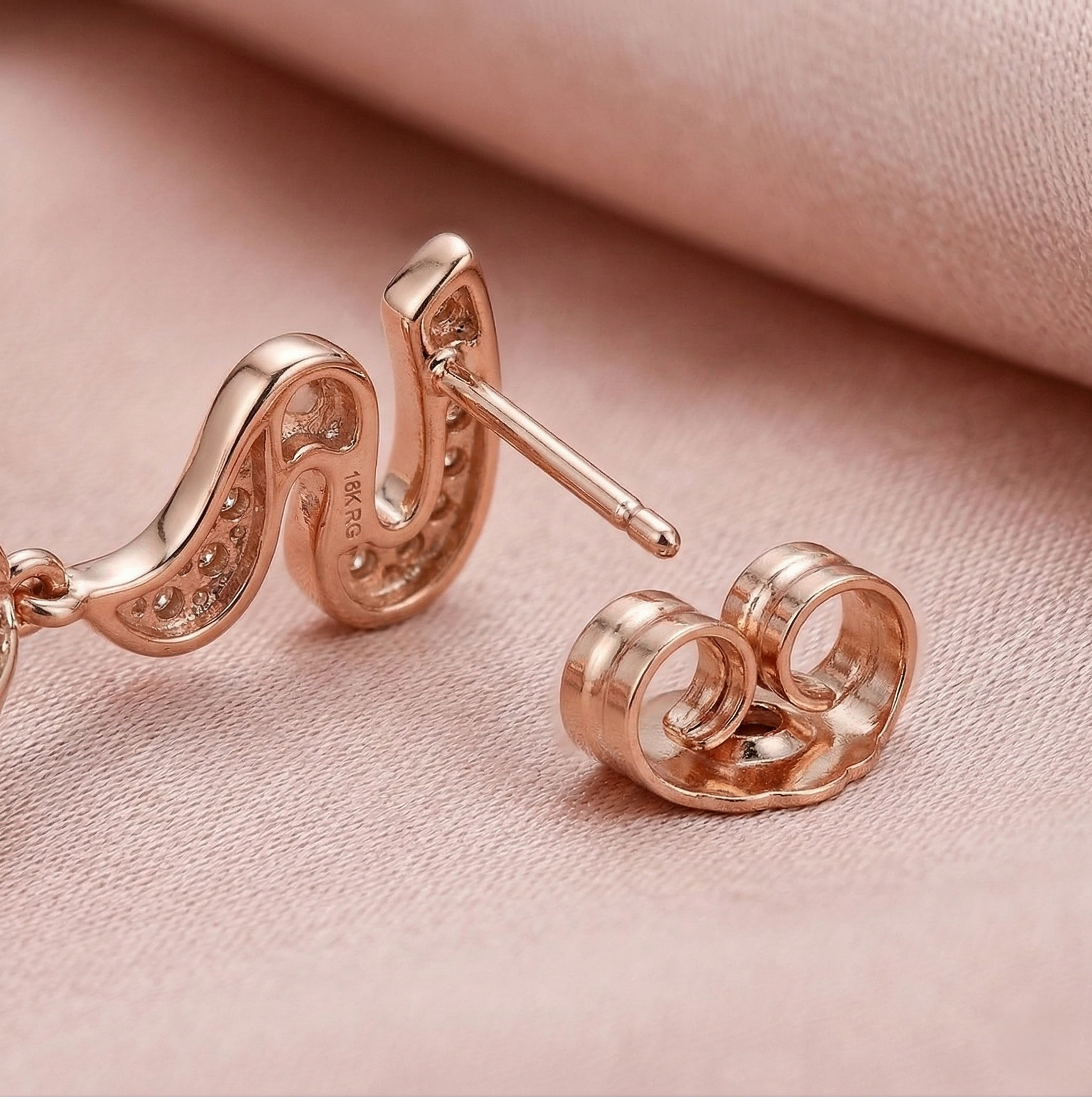 925 Sterling Silver Rose Gold Plated Pearl and Swirl Drop Earrings Jewellery