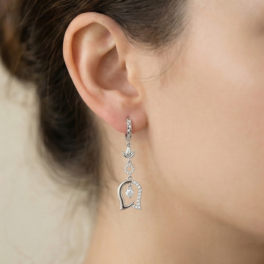 925 Sterling Silver Floral Tulip Drop Earrings High Polish Rhodium Women's Jewellery