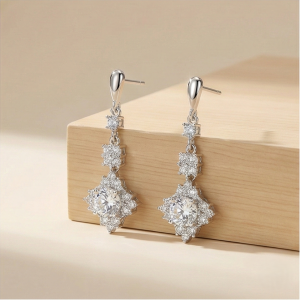 925 Sterling Silver Vintage Starburst Dangle Earrings High Polish Rhodium Finish Bridal Party Jewellery for Women