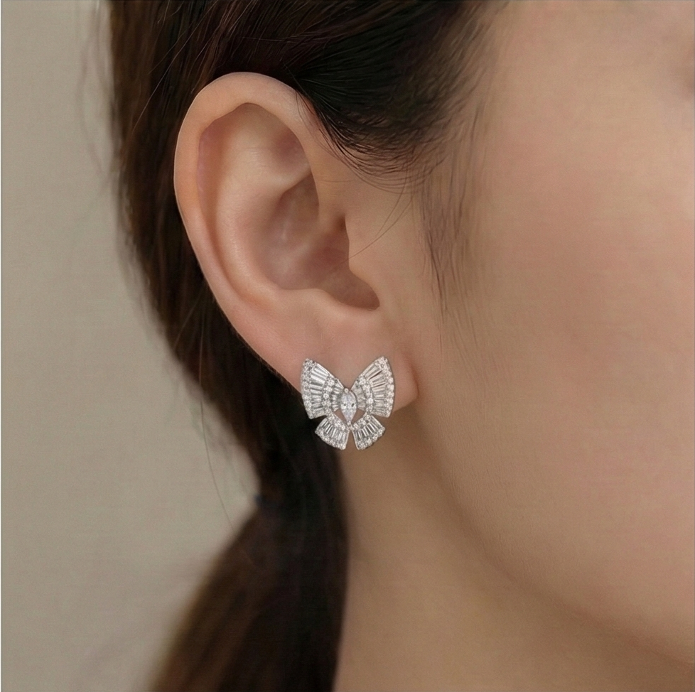 925 Sterling Silver Butterfly Hoop Earrings for Women High Polish Rhodium Finish Jewellery