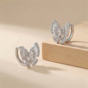 925 Sterling Silver Butterfly Hoop Earrings for Women High Polish Rhodium Finish Jewellery