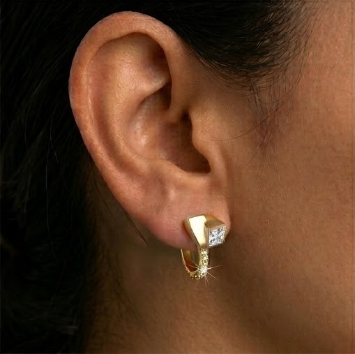 925 Sterling Silver Modern Geometric Hoop Earrings in Yellow Gold Finish Fine Jewellery
