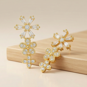 925 Sterling Silver Yellow Gold Plated Floral Drop Dangle Earrings for Women Party Wear Jewellery