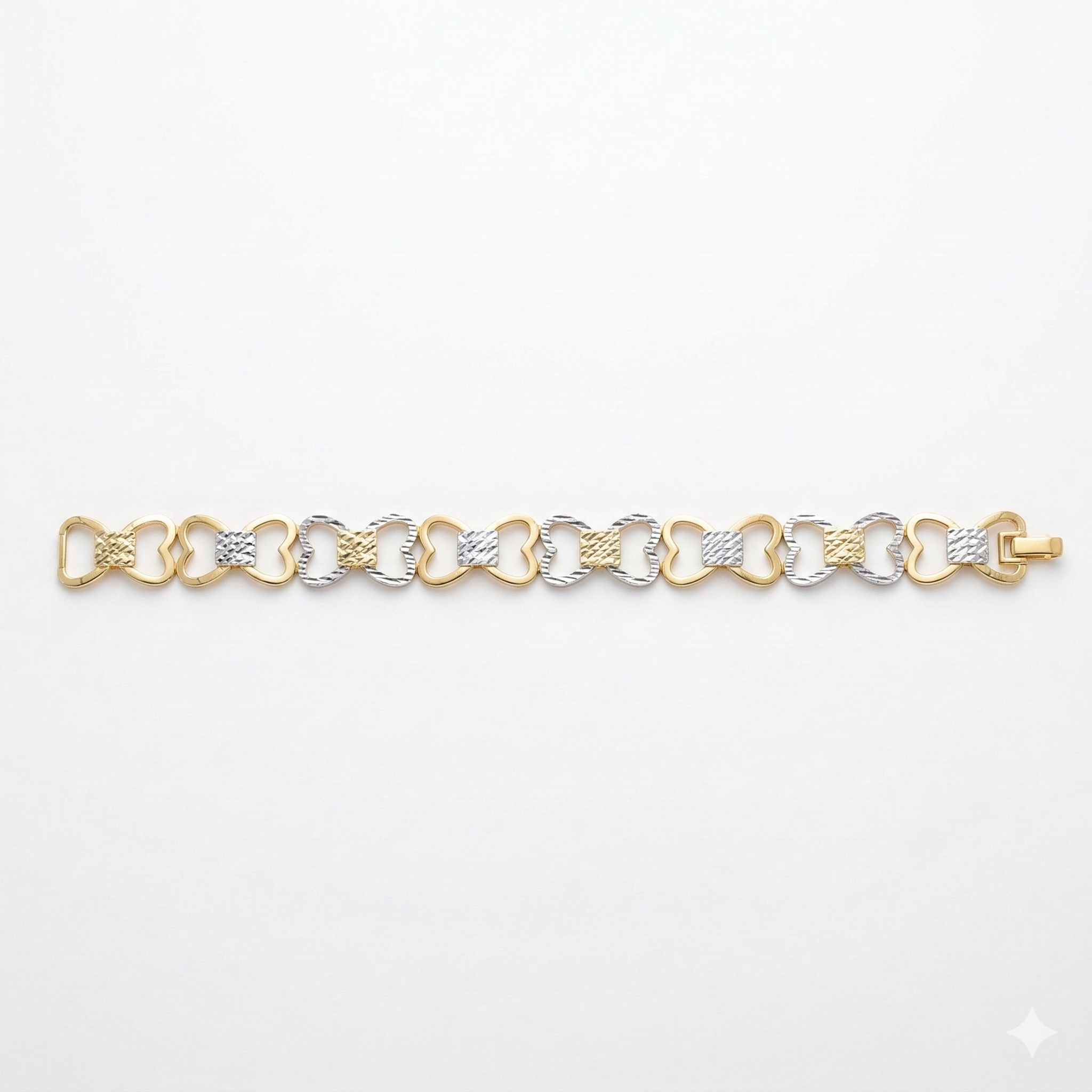 925 Sterling Silver Two Tone Heart Link Bracelet Premium Jewellery for Women