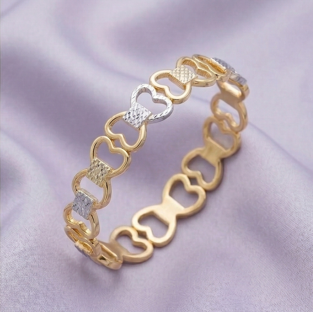 925 Sterling Silver Two Tone Heart Link Bracelet Premium Jewellery for Women
