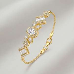 925 Sterling Silver Gold Plated Vintage Inspired Statement Chain Bracelet Premium Jewellery for Women