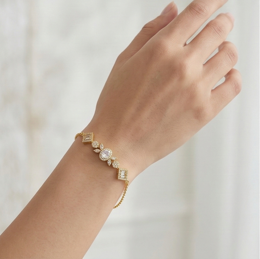 925 Sterling Silver Gold Plated Vintage Inspired Statement Chain Bracelet Premium Jewellery for Women