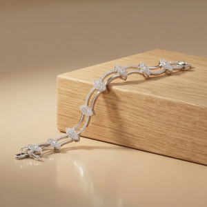 925 Sterling Silver Rhodium Plated Leaf Link Bracelet Premium Jewellery for Women