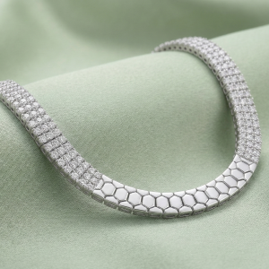925 Sterling Silver Half Pave Half Honeycomb Bangle Bracelet High Polish Rhodium Premium Finish Modern Statement Jewellery