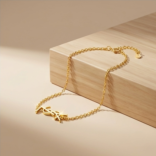 925 Sterling Silver Abstract Monogram Bracelet in Premium Gold Finish Minimalist Jewellery for Women