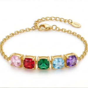 925 Sterling Silver Gold Plated Multi-Color Cushion Gem Premium Jewellery for Women