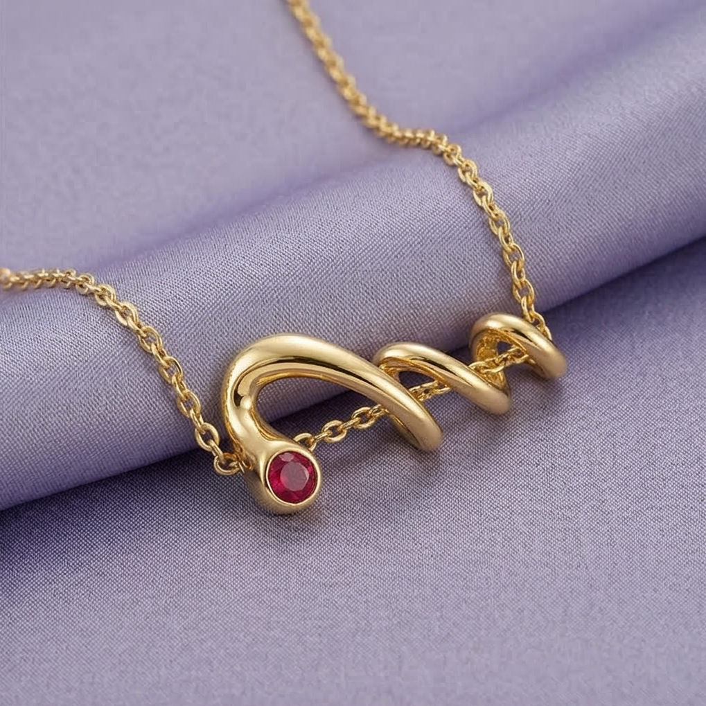 925 Sterling Silver Gold Plated Twisted Wave Pendant Necklace Women's Jewellery