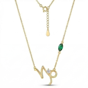 925 Sterling Silver Capricorn Zodiac Sign Pendant Necklace Jewellery with Gold Finish