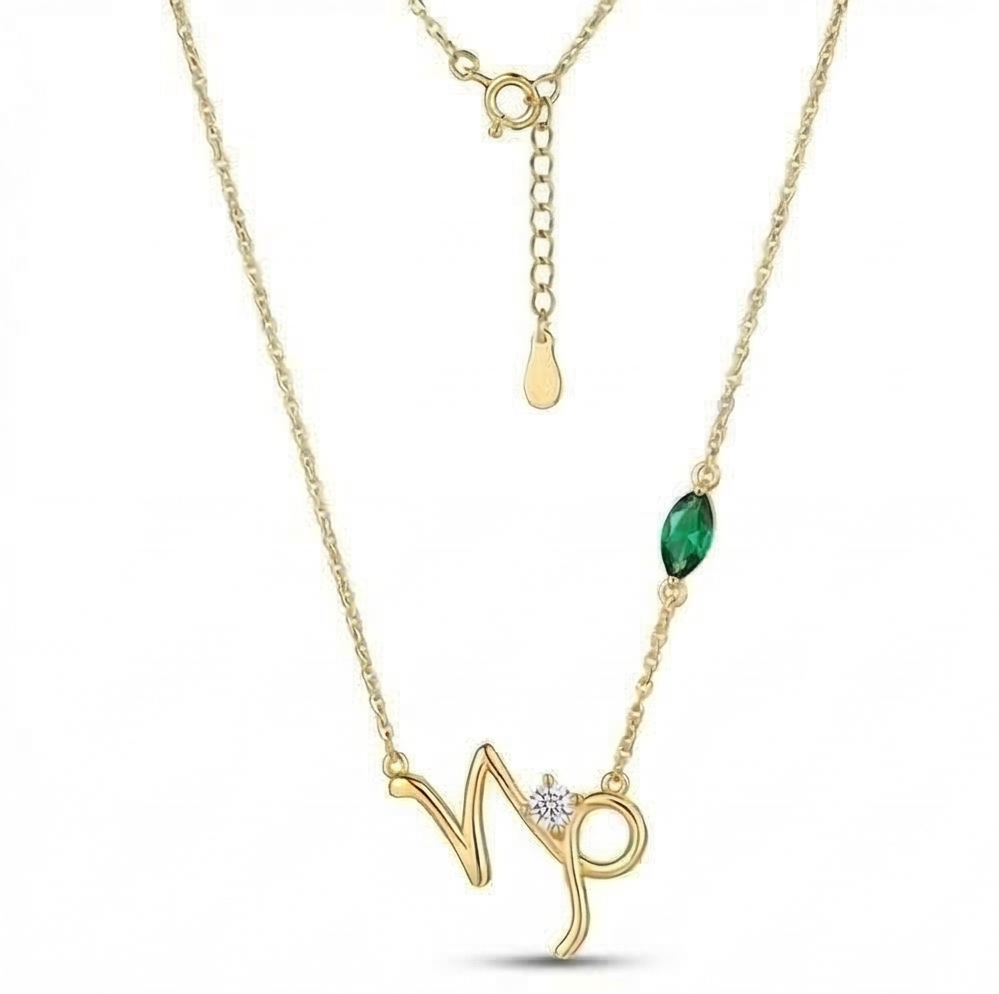 925 Sterling Silver Capricorn Zodiac Sign Pendant Necklace Jewellery with Gold Finish
