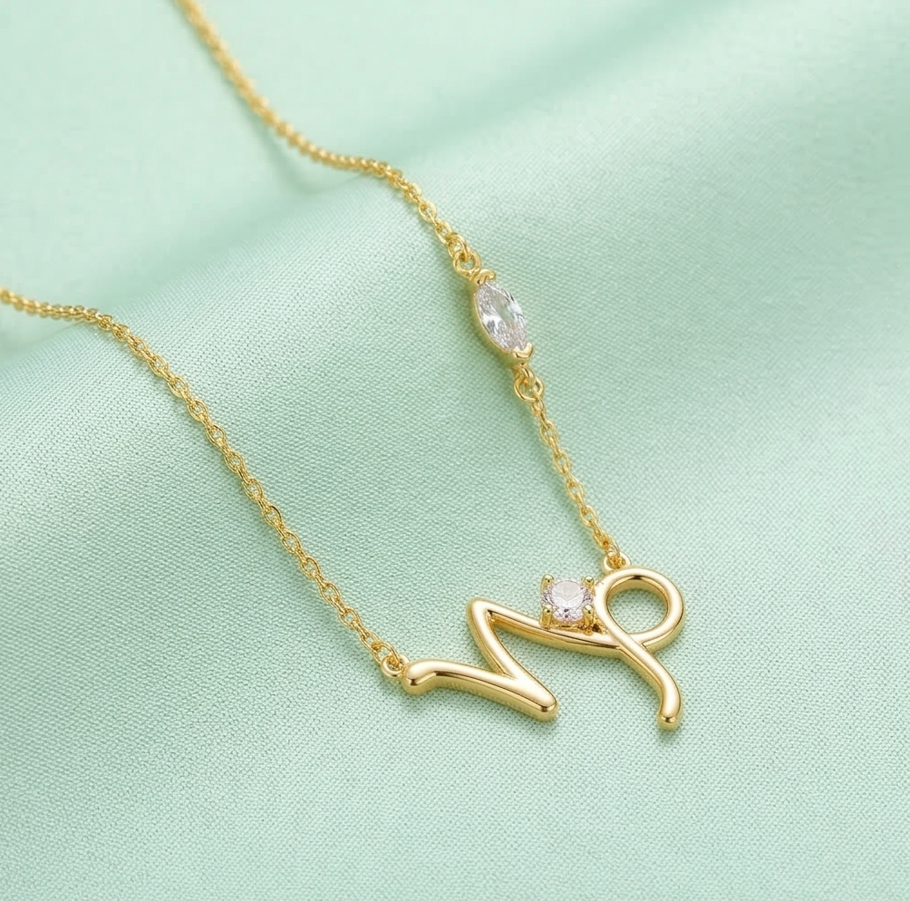925 Sterling Silver Gold Plated Capricorn Zodiac Pendant Necklace Women's Jewellery