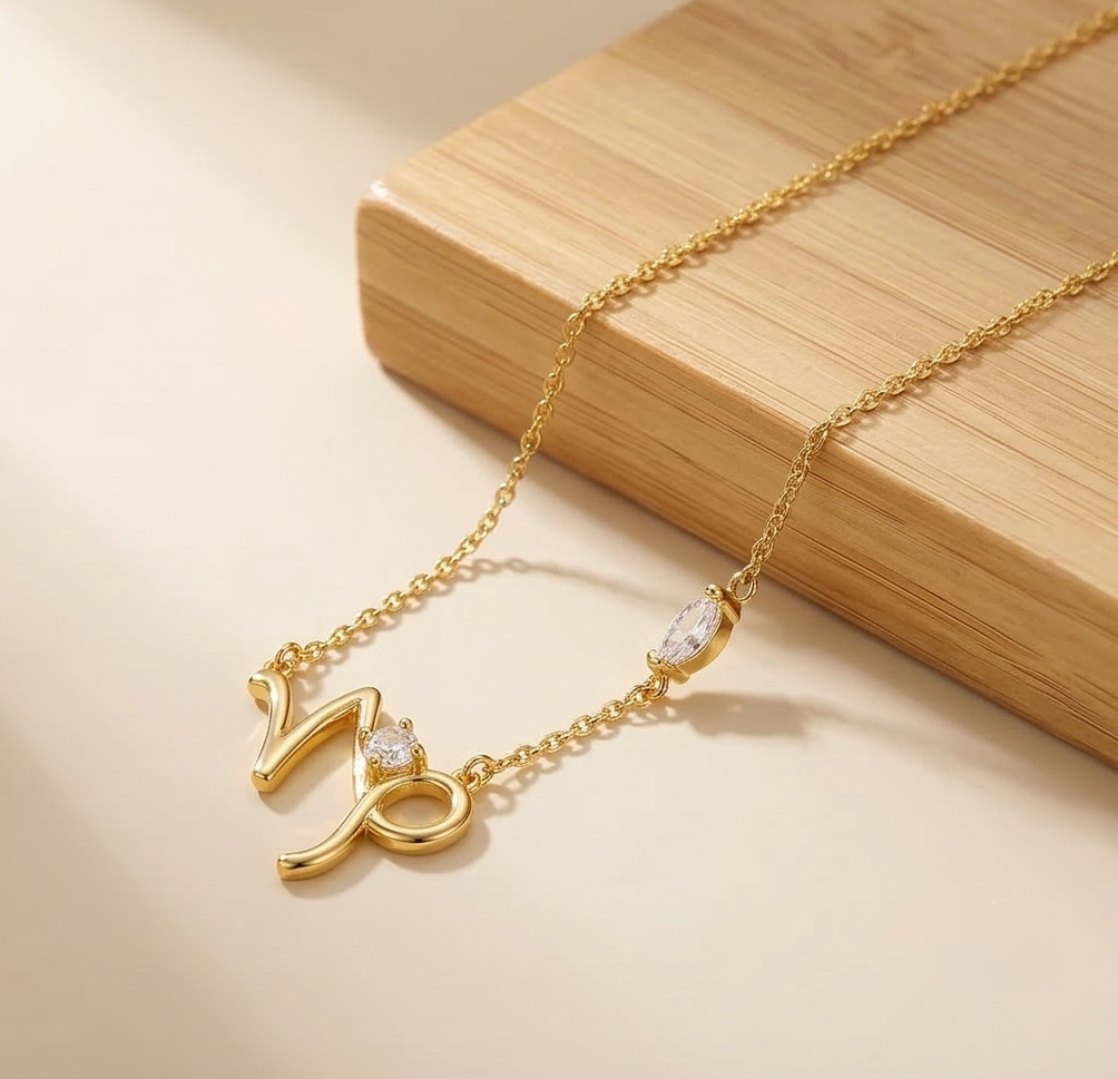 925 Sterling Silver Gold Plated Capricorn Zodiac Pendant Necklace Women's Jewellery