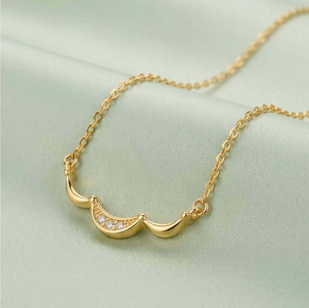 925 Sterling Silver Gold Plated Minimalist Curved Bar Necklace Jewellery for Women