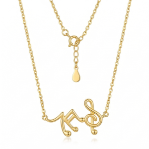 925 Sterling Silver Gold Plated Musical Notes Pendant Necklace Jewellery for Women