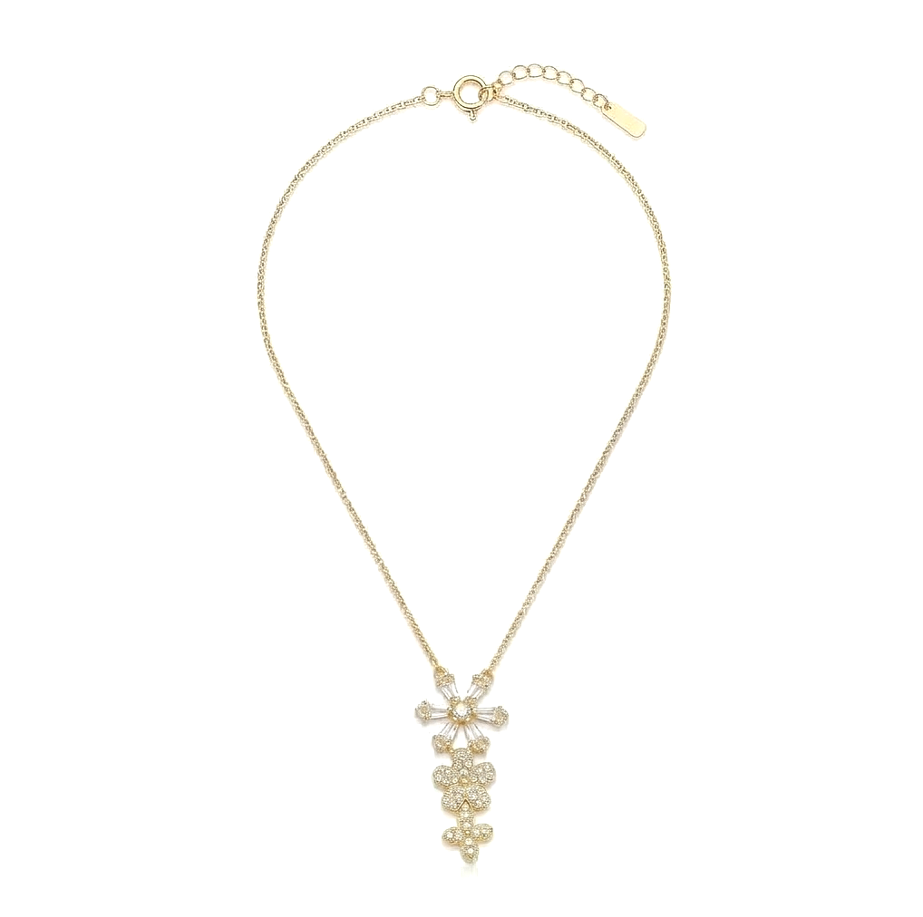 925 Sterling Silver Floral Drop Pendant Necklace for Women, Gold Plated Festive Wear Jewellery