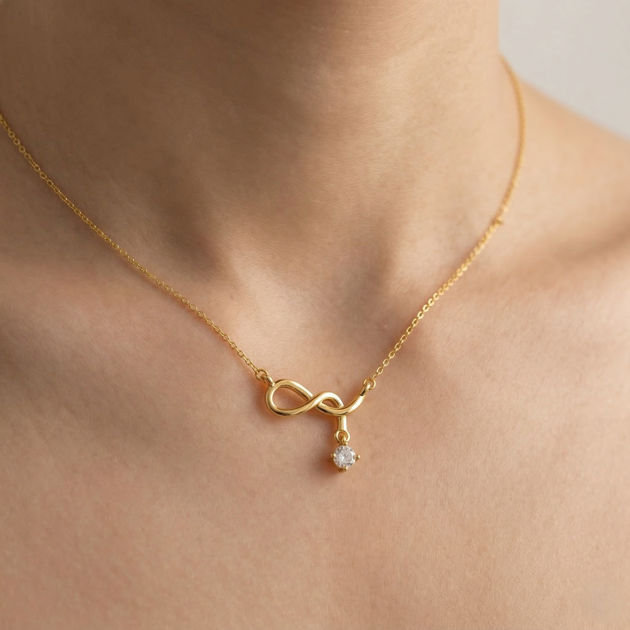 925 Sterling Silver Infinity Drop Necklace for Women, Gold Finish Everyday Jewellery