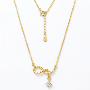 925 Sterling Silver Infinity Drop Necklace for Women, Gold Finish Everyday Jewellery