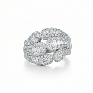 925 Sterling Silver Interlocking Dome Ring High Polish Rhodium Jewellery