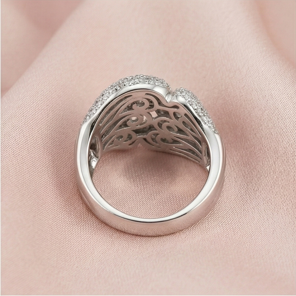 925 Sterling Silver Interlocking Dome Ring High Polish Rhodium Jewellery
