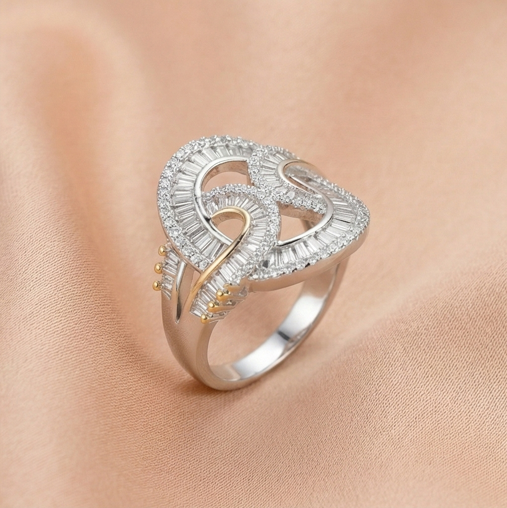 925 Sterling Silver Infinity Knot Statement Ring Dual Tone Jewellery