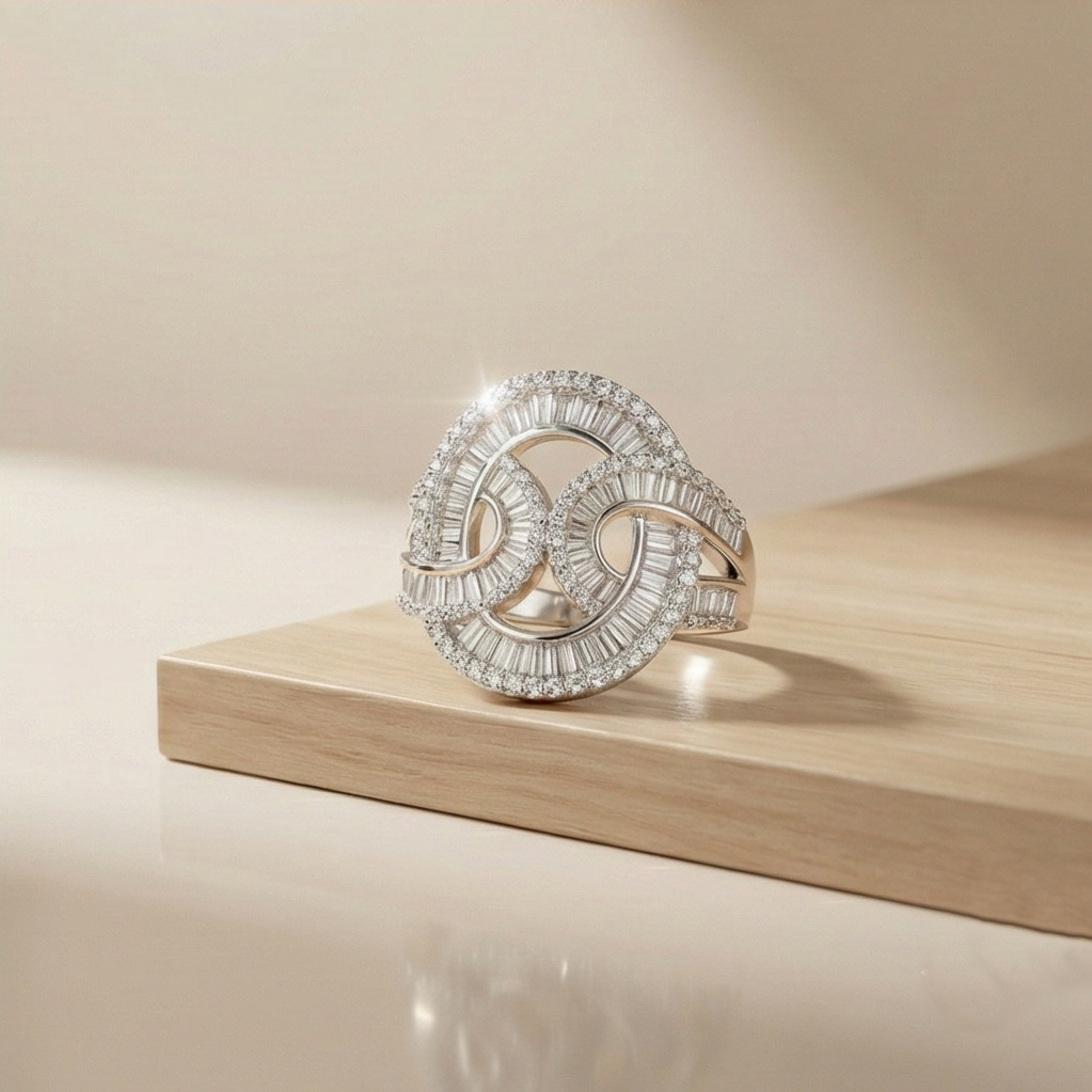 925 Sterling Silver Infinity Knot Statement Ring Dual Tone Jewellery