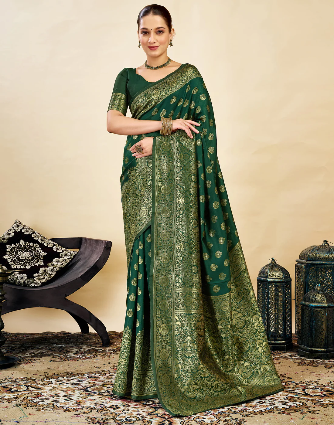 AXONIT Women's Silk Blend Banarasi Jacquard